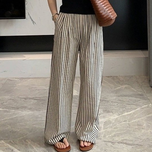 CELI*E   핀턱루즈 스트라이프 바지