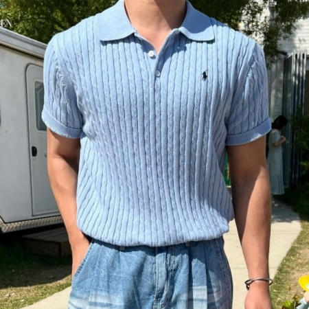 POLO 랄프*렌   코튼 퓨얼 케이블 카라니트