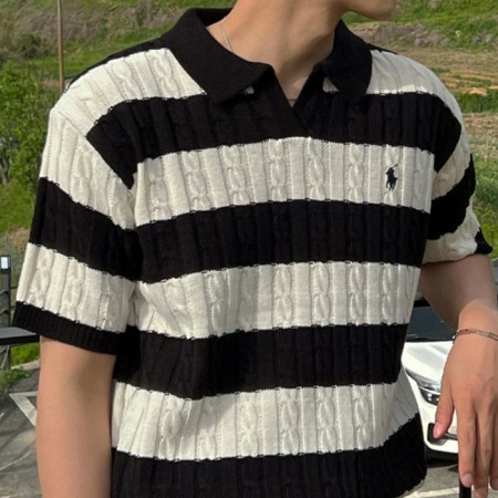 POLO 랄프*렌   빅 꽈배기 카라오픈 반팔니트