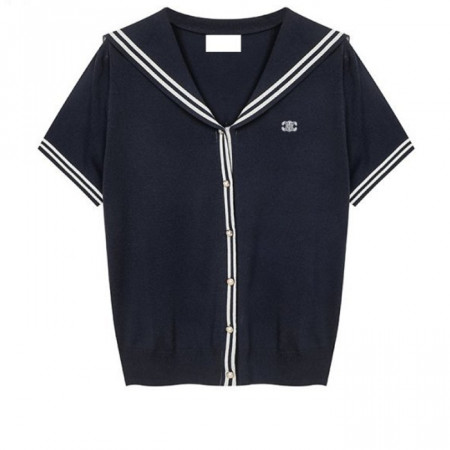 CELI*E   두줄배색 세일러 반팔가디건