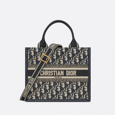 DIOR Dior Book Tote 스몰 백 - 블루 Dior Oblique 자수