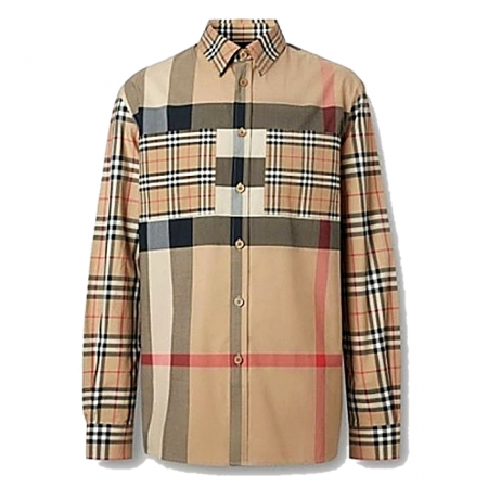 BURBERRY 패치워크 빈티지 체크 코튼 셔츠