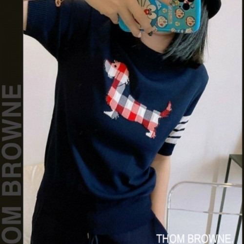 톰브*운   체크헥터 반팔 라운드 니트 (9763)