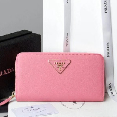 프라다 사피아노 지퍼장지갑 핑크