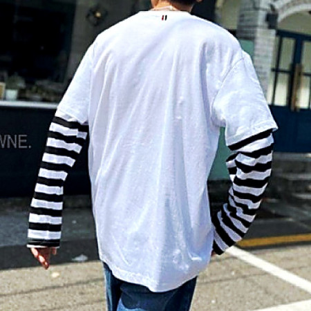 THOM BROWNE 단가라 레이어드 롱슬리브