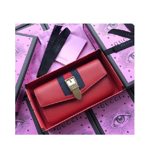 구찌 실비 웹 장지갑 레드