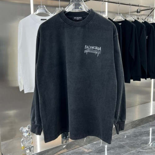 발렌시*가 레터링로고 워싱 라운드 긴팔 티셔츠