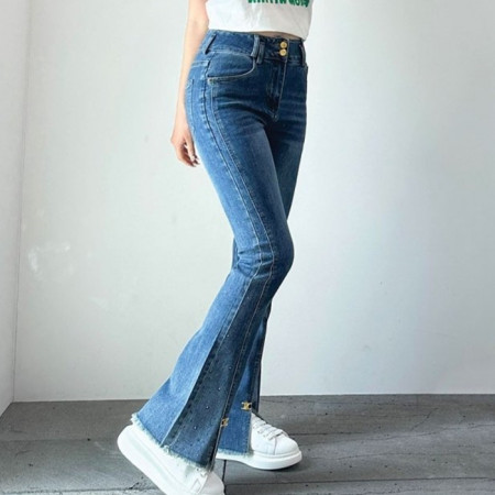 CELI*E   트리옹프 로고 투버튼 부츠컷 트임 진