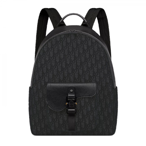 DIOR Saddle 지퍼 백팩 - 블랙