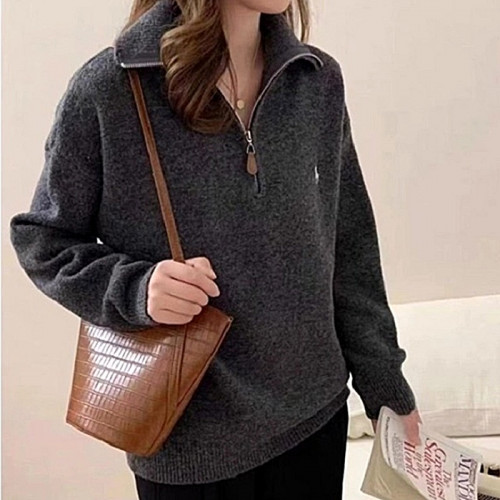 POLO 랄프*렌  하이넥 카라 반집업 니트