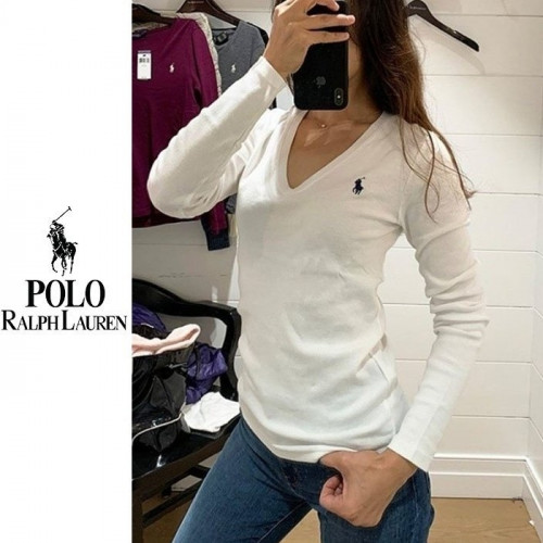 POLO 랄프*렌   자수 브이넥 긴팔 티셔츠