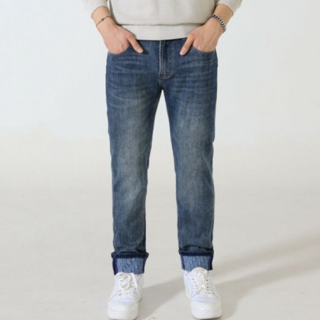 Di*r   롤업 오블리크 패턴 데님 팬츠