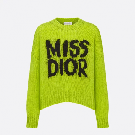 DIOR 오버사이즈 스웨터 - 블랙 Miss Dior Graffiti 모티브 코발트 그린