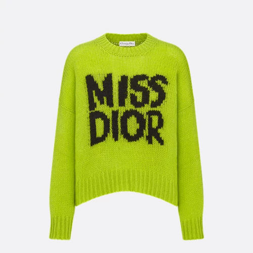 DIOR 오버사이즈 스웨터 - 블랙 Miss Dior Graffiti 모티브 코발트 그린