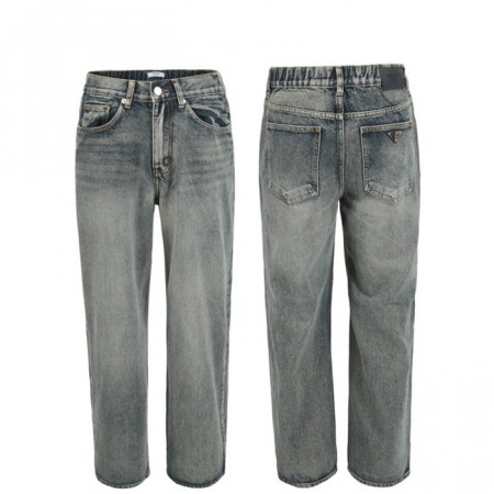 PRA*A   더티틴 반밴딩 세미와이드 팬츠