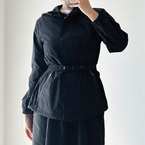 몽클어   여성 벨티드 후드 윈드브레이커 재킷