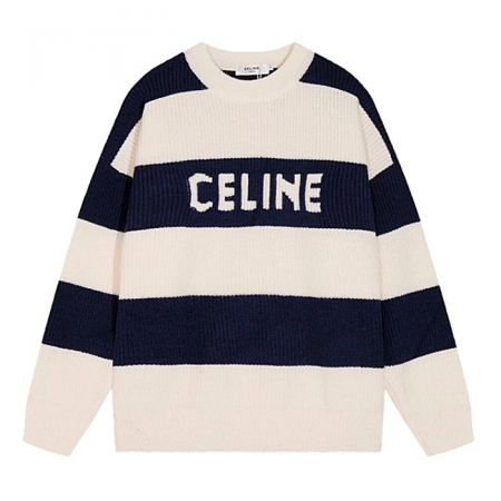 CELINE 로고 쟈카드 스트라이프 스웨터