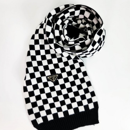 PRA*A   사피아노 면 니트 머플러 체크패턴