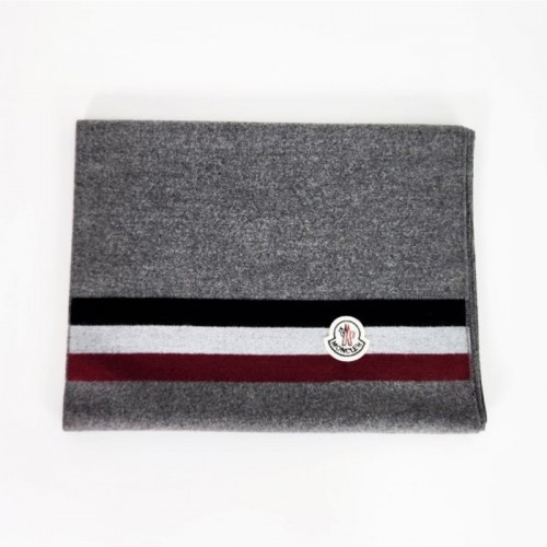 몽클*어   캐시미어 양모 혼방 머플러 삼선패치 진그레이