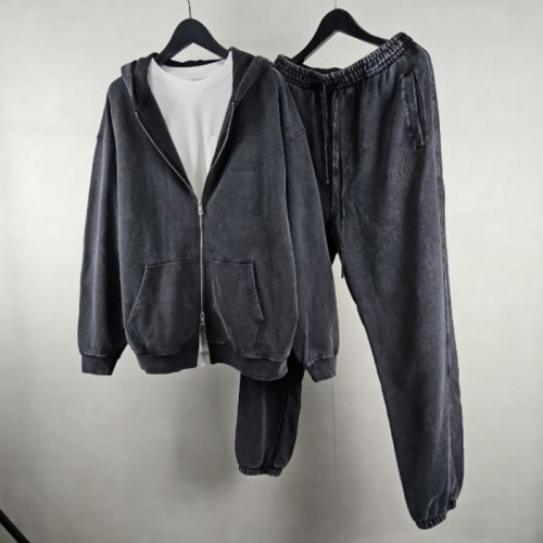 발렌시*가   엠보로고 피그먼트 오버핏 후드집업 & 팬츠