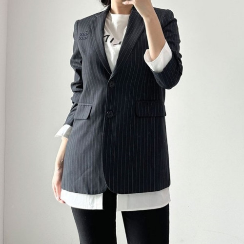 MIU M*U   수입고급 셔츠 레이어드 핀 스트라이프 자켓