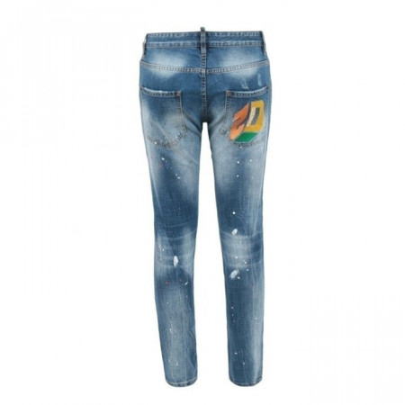 DSQUARED2 D2 자수 로고 슬림 일자진