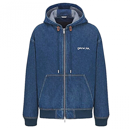 DIOR 태그 로고드 데님 후디드 자켓