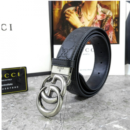 구찌 NEW 빈티지 크롬브 버클장식 벨트