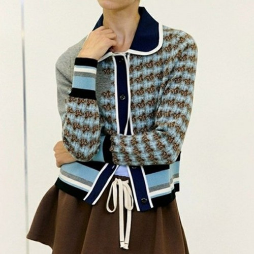 CHAN*L   하운즈 멀티 패턴 니트 가디건 (945)