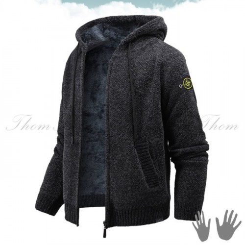 스톤 아일*드   뮤 니트 융털 후드 집업