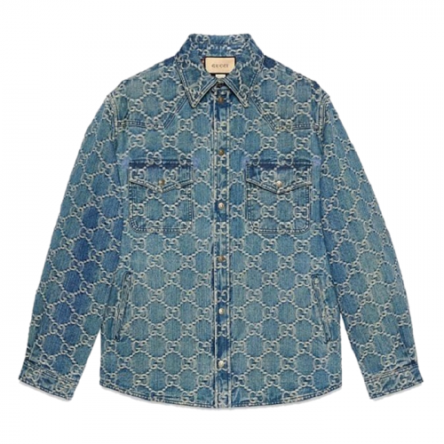 GUCCI GG 쟈카드 데님오버 셔츠