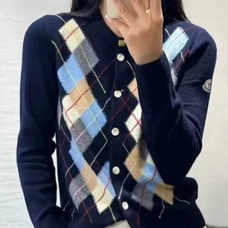 몽클*어   멀티 칼라 아가일 니트 가디건 (2781)