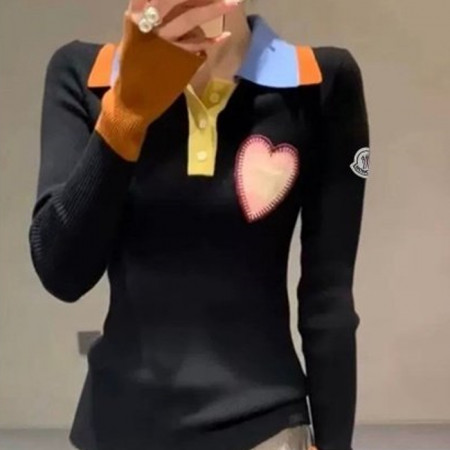 몽클*어   체크 하트 패치 카라 니트(2751)