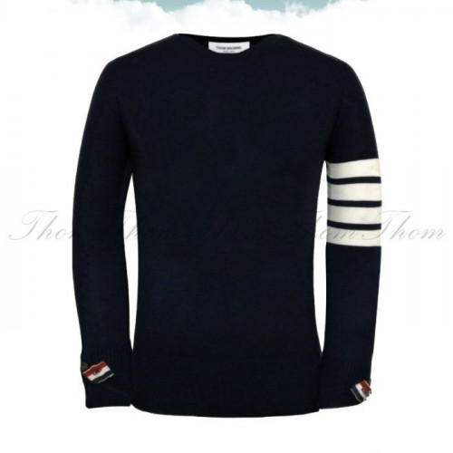 톰브*운   사선 완장 라운드 니트