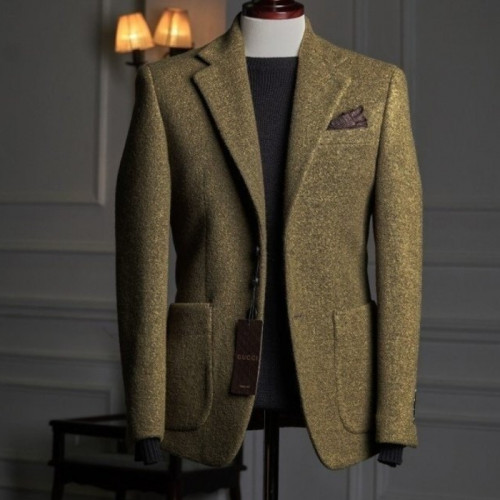 GUC*I   천연 울알파카 테일러드 라펠 아우트포켓 싱글 클레식자켓