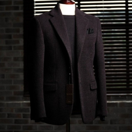 GUC*I   천연 울알파카 테일러드 라펠 아우트포켓 싱글 클레식자켓