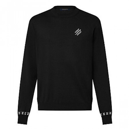 슬리브 자수포인트 크루넥 울니트