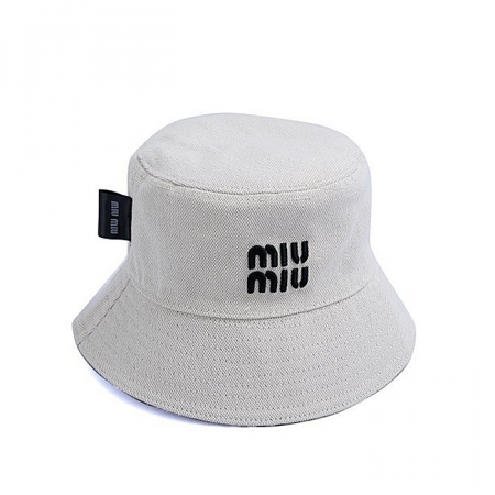 미우 MIUMIU 스트라이프 리버시블 버킷햇