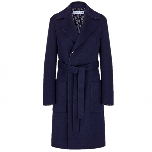 디올 DIOR 오블리크 양면 울코트 - 네이비