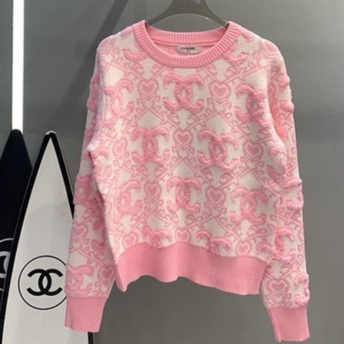 CHAN*L   엠보로고 핑크니트 (수입)