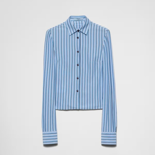 PRADA 스트라이프 포플린 셔츠 - 사파이어 블루
