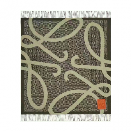 로*베 LOEWE 아나그램 자수 패치 울 머플러 - 그린