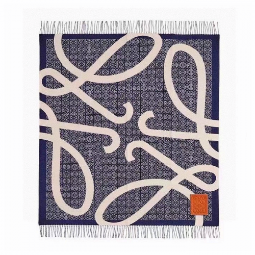 로*베 LOEWE 아나그램 자수 패치 울 머플러 - 네이비