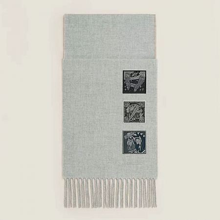 HERMES 벳지 Badges Soie 머플러 - 그레이