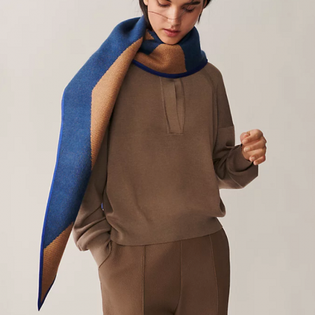 HERMES 데쿠페 Decoupe 로장지 머플러  - 인디고