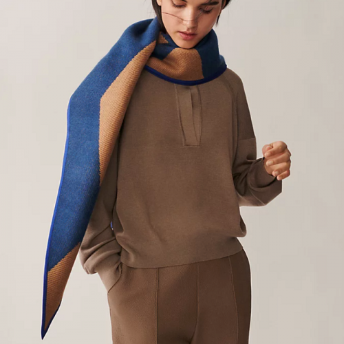 HERMES 데쿠페 Decoupe 로장지 머플러  - 인디고