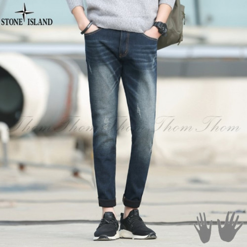 스톤 아일*드   기모 본딩 슬림 데님 팬츠