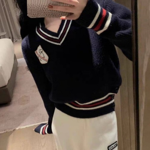 THOM BROW*E T 헥터 앰블럼  브이넥 니트