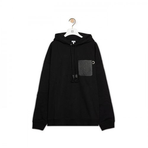 LOEWE 애너그램 패치 포켓 후디 - 블랙