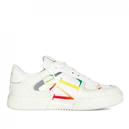 발렌*노 VLTN 멀티로고 스트랩 밴드 레더 스니커즈